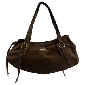Miu Miu Dark Brown Suede Shoulder Bag